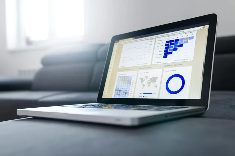 Data analytics dashboard shown on a laptop screen